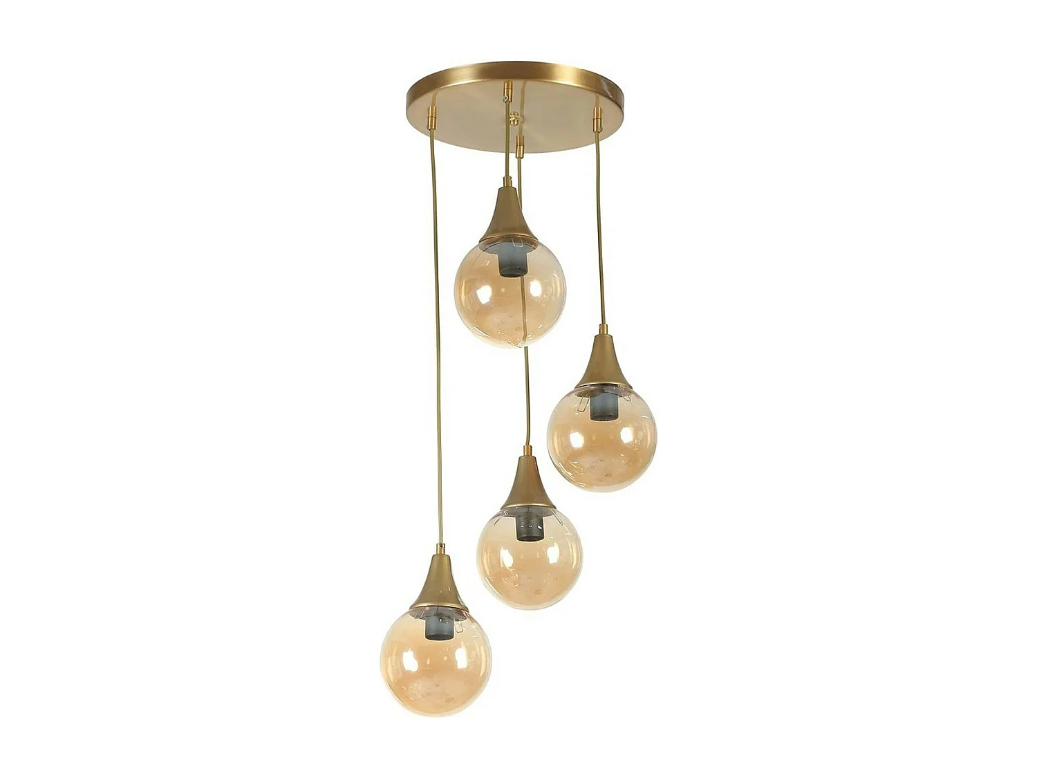 Suspension moderne dorée 4 globes verre ambré SIERRE