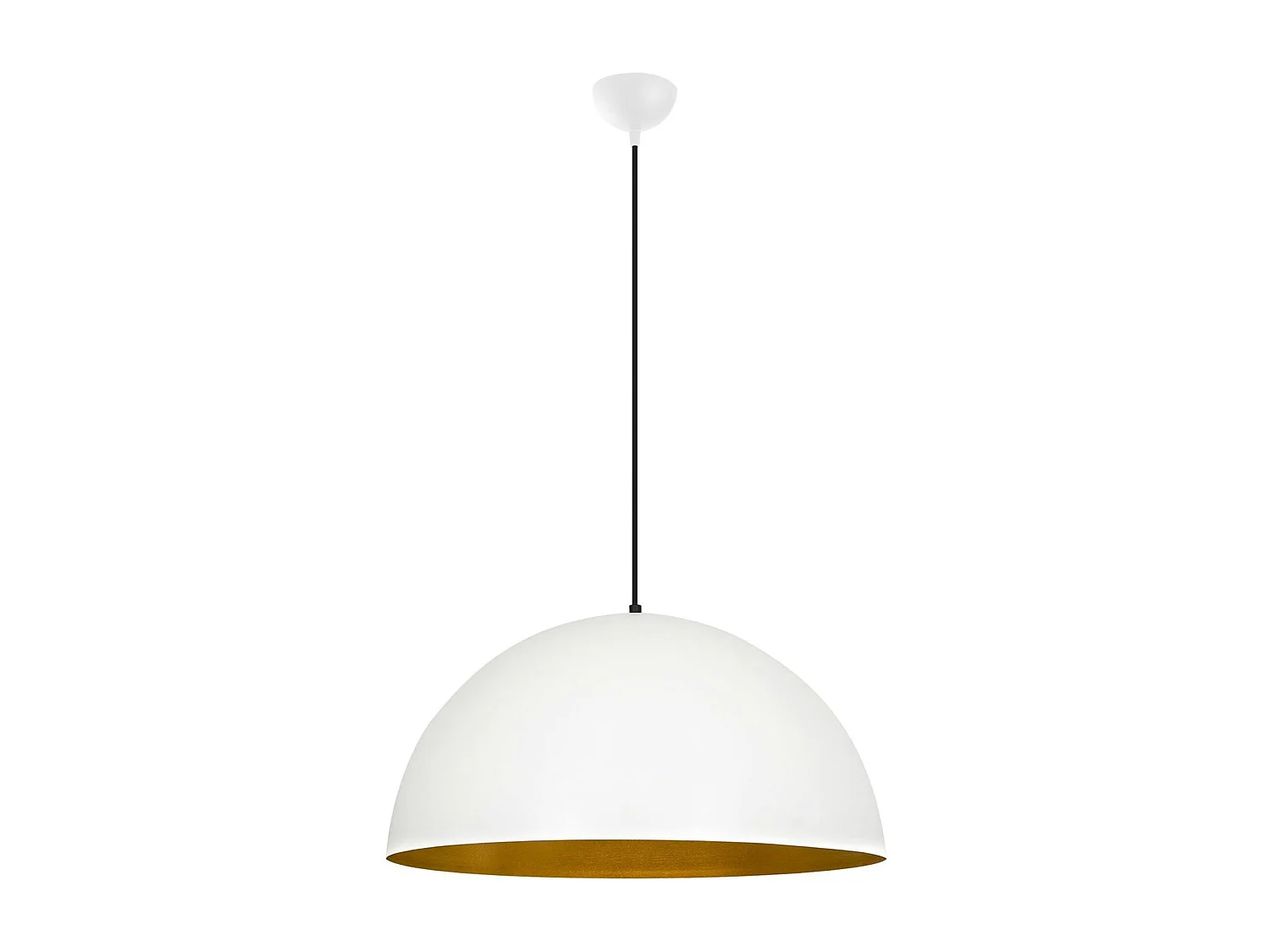 Suspension de table blanche dôme intérieur doré Ø60 cm SILE