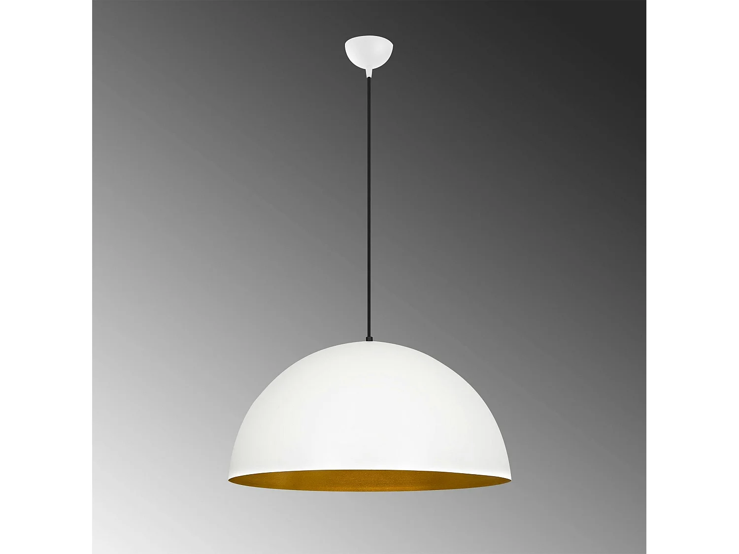 Suspension de table blanche dôme intérieur doré Ø60 cm SILE