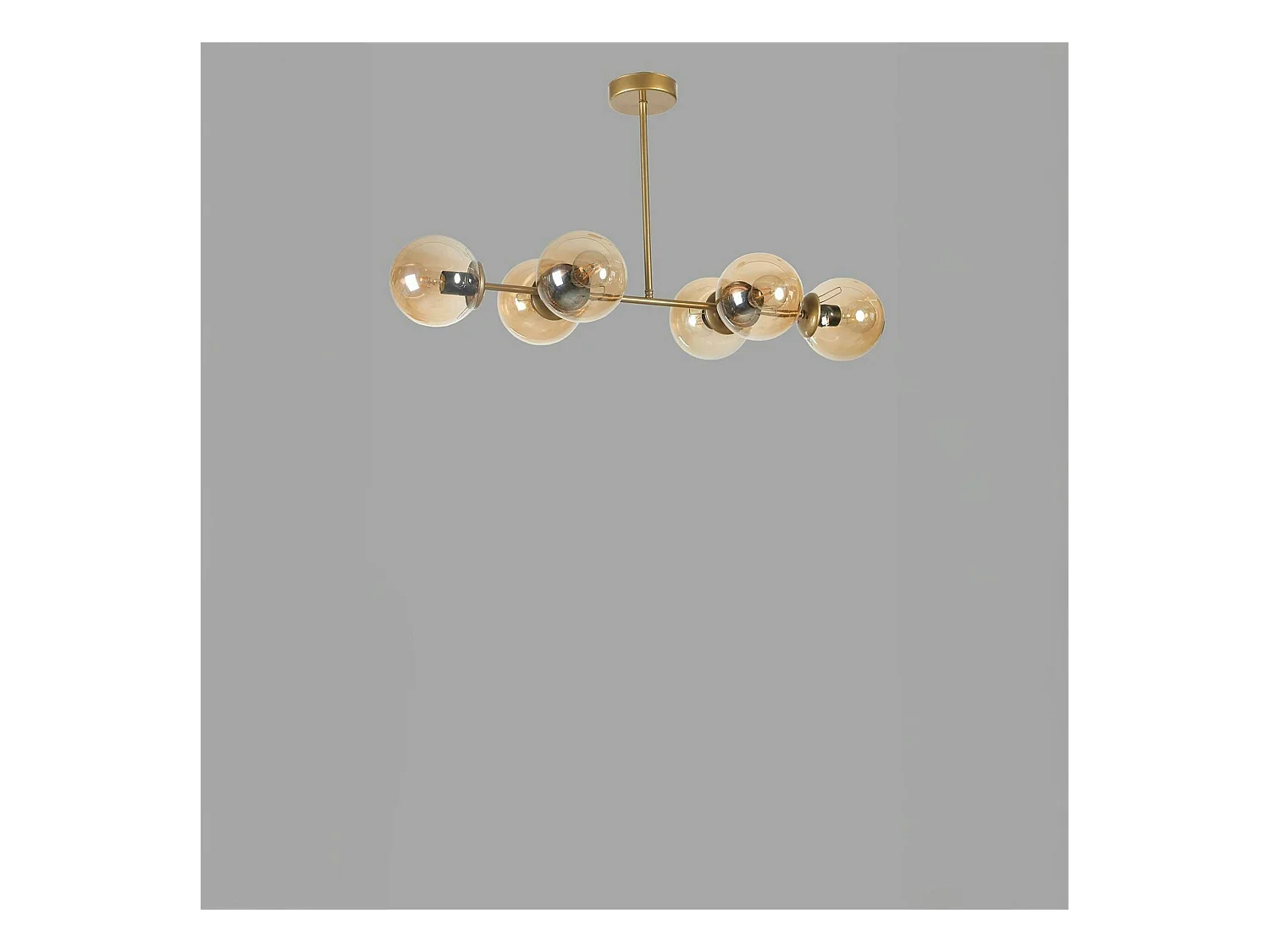 Suspension salle à manger vintage, 6 globes ambrés SIERRE