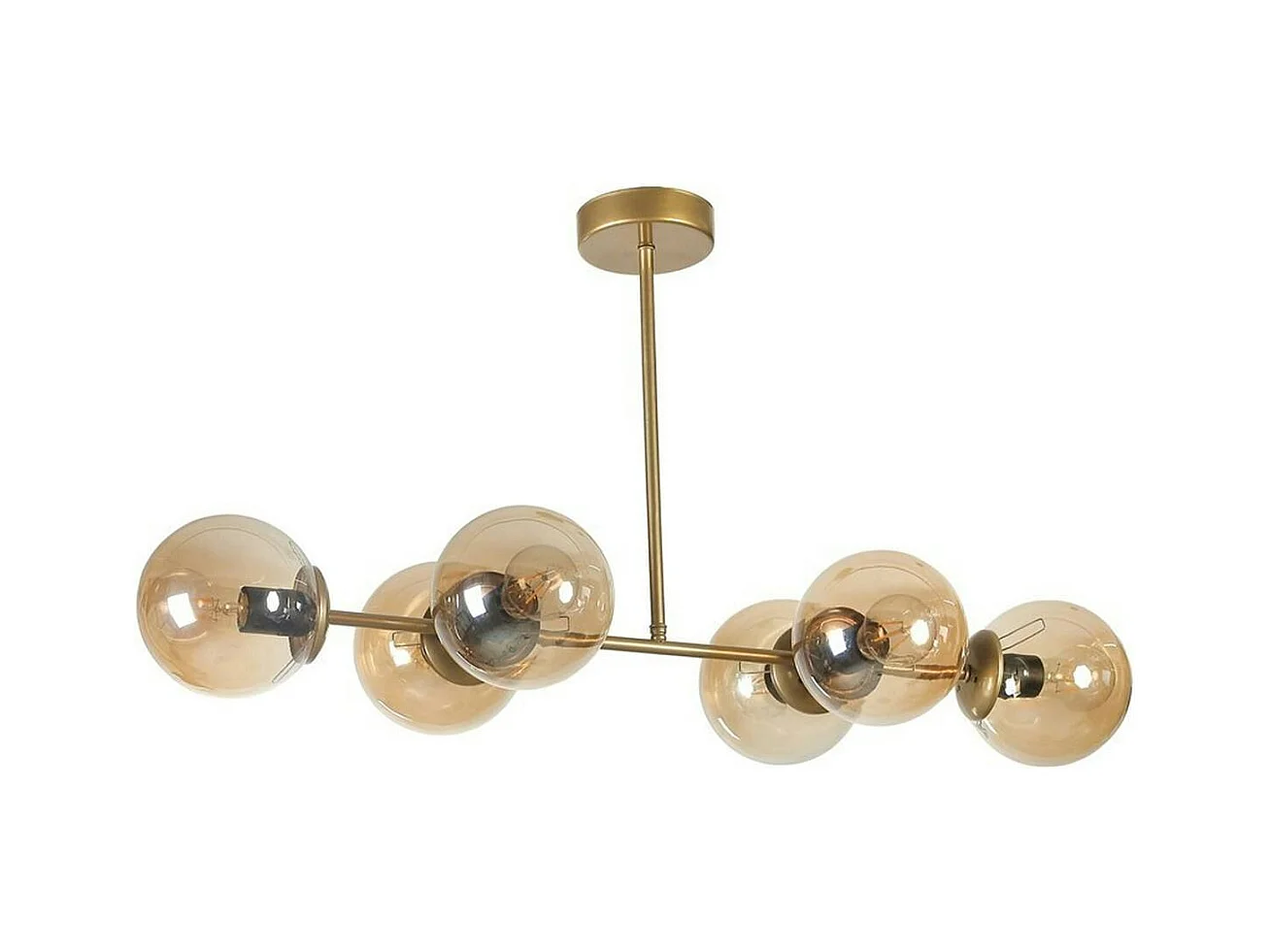 Suspension salle à manger vintage, 6 globes ambrés SIERRE