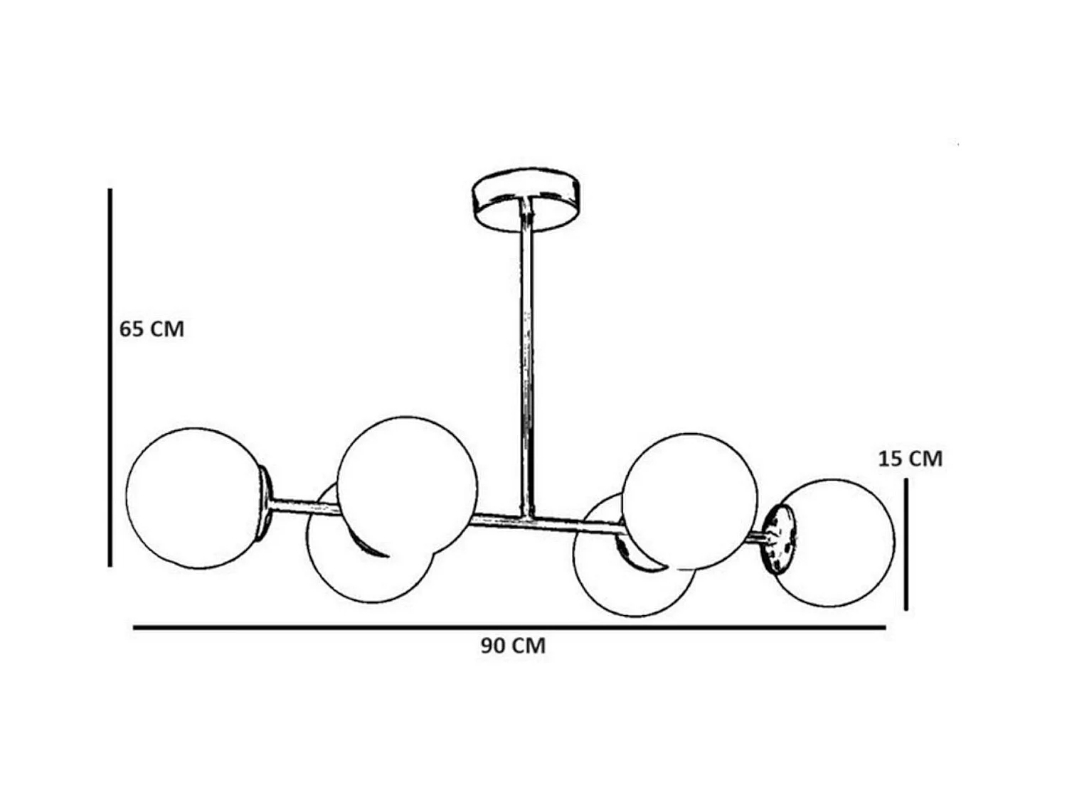 Suspension salle à manger vintage, 6 globes ambrés SIERRE