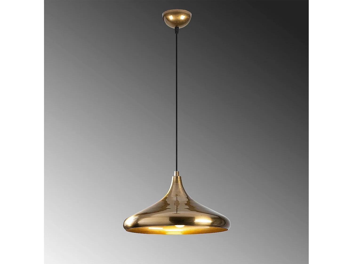 Suspension moderne métal doré brillant abat-jour évasé SILE