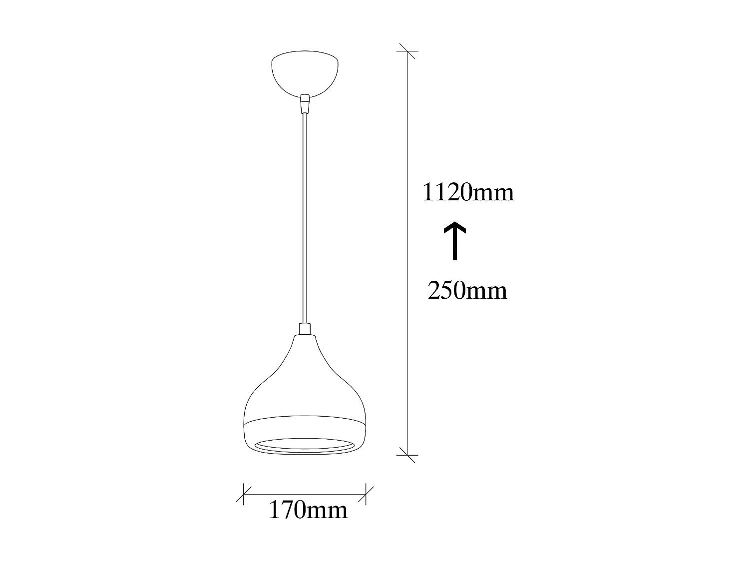 Suspension moderne laquée noire et cuivre, forme goutte SILE