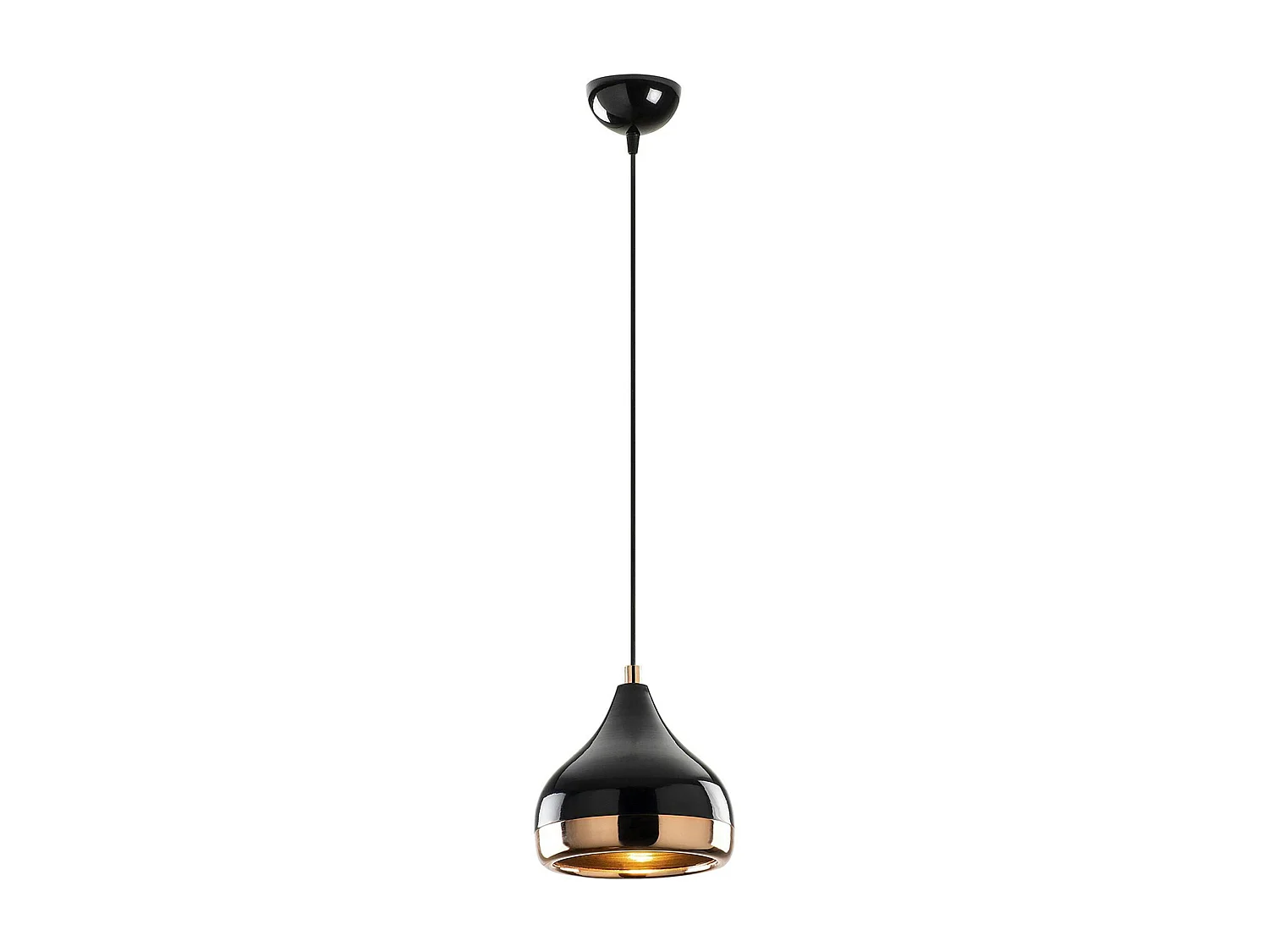 Suspension moderne laquée noire et cuivre, forme goutte SILE