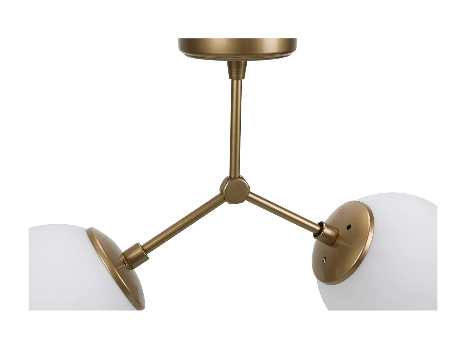 Plafonnier design métal doré 2 globes verre dépoli SIERRE