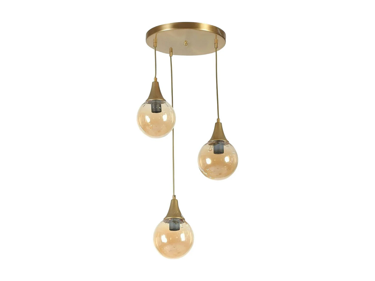 Suspension moderne dorée 3 globes verre ambré SIERRE