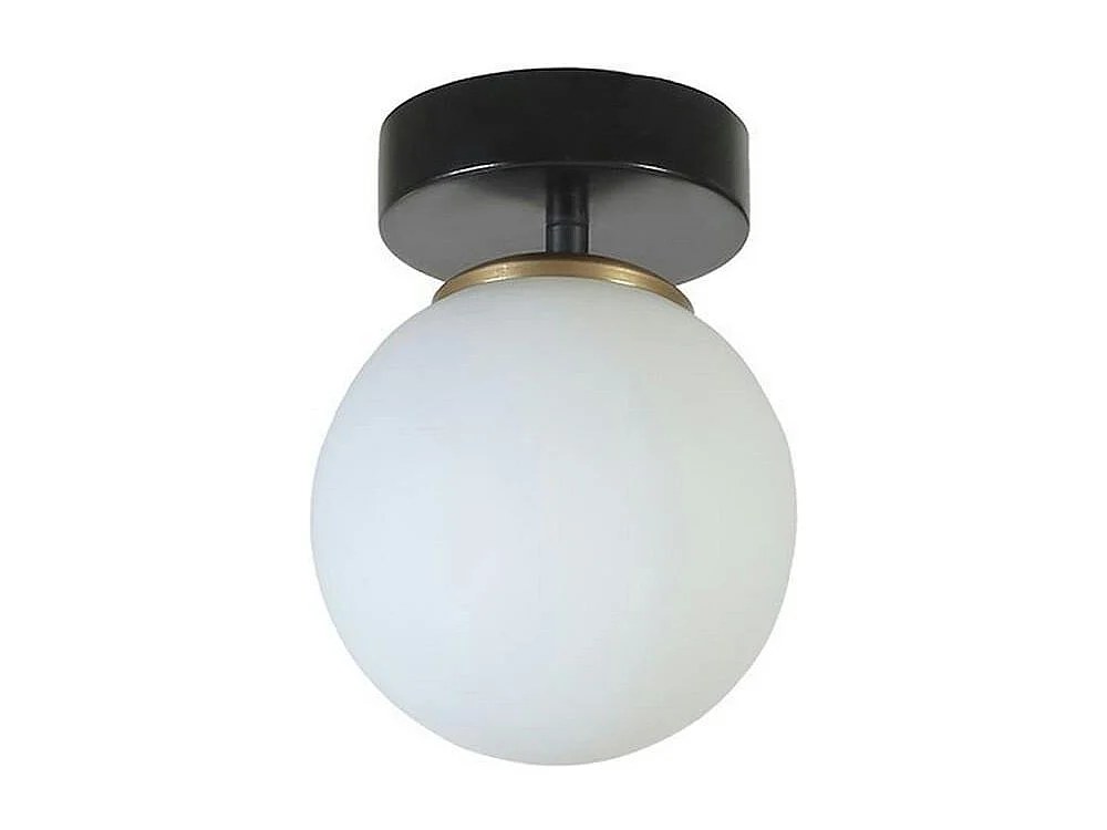Plafonnier globe verre dépoli, finition noire SIERRE