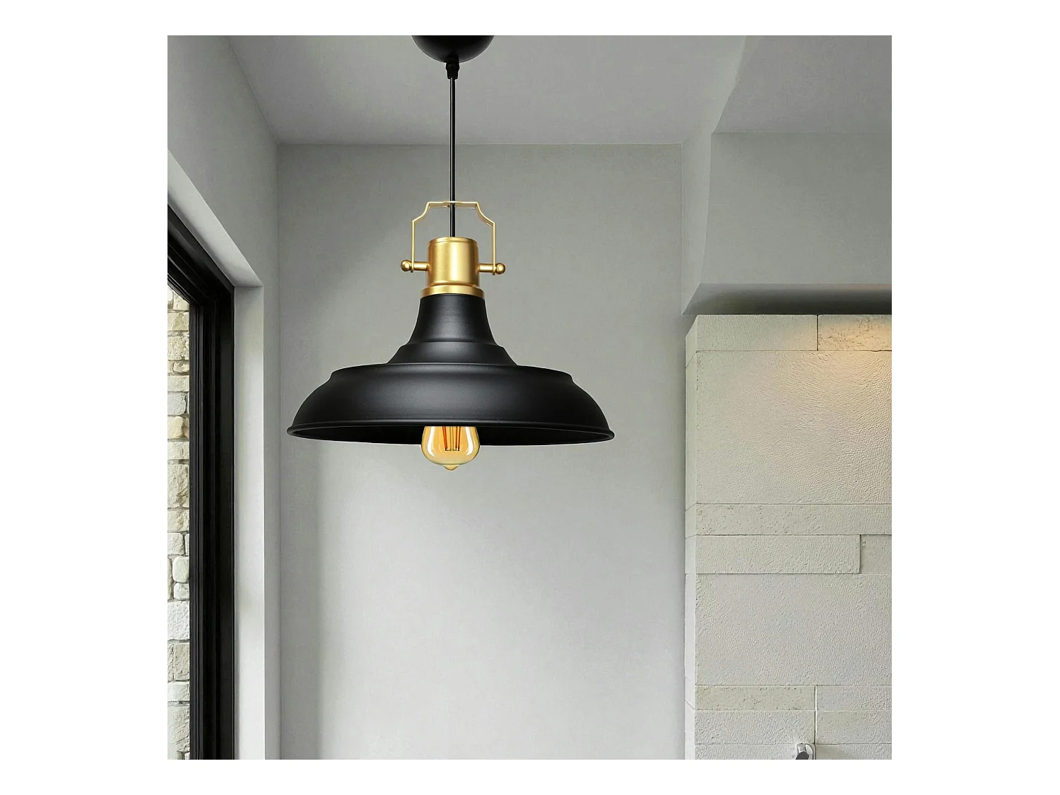 Suspension vintage métal noir & or industriel chic SILE