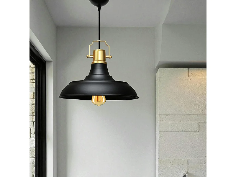 Suspension vintage métal noir & or industriel chic SILE