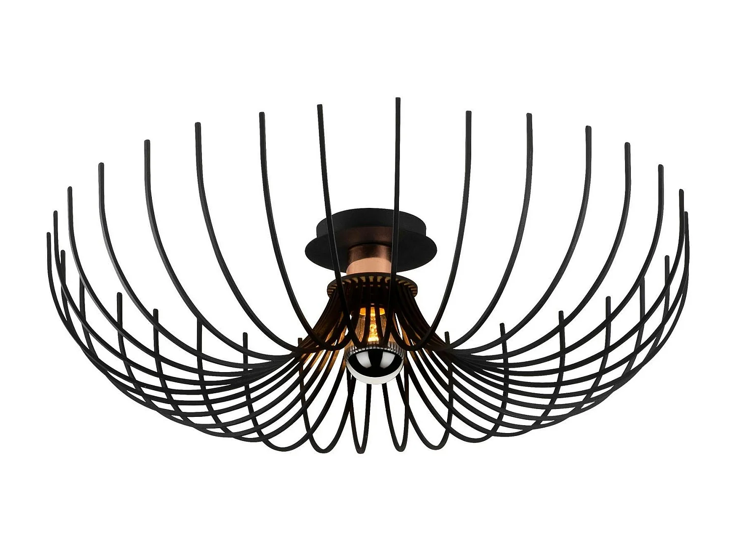 Plafonnier design métal noir filaire forme corolle ERZIN