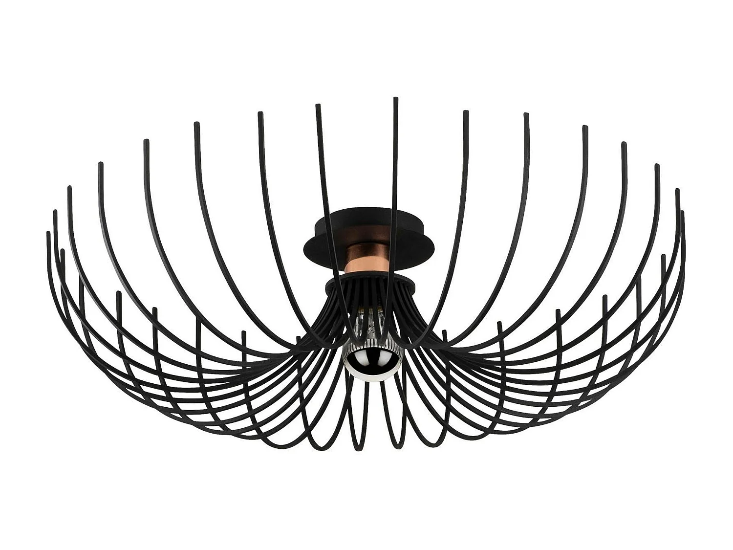 Plafonnier design métal noir filaire forme corolle ERZIN