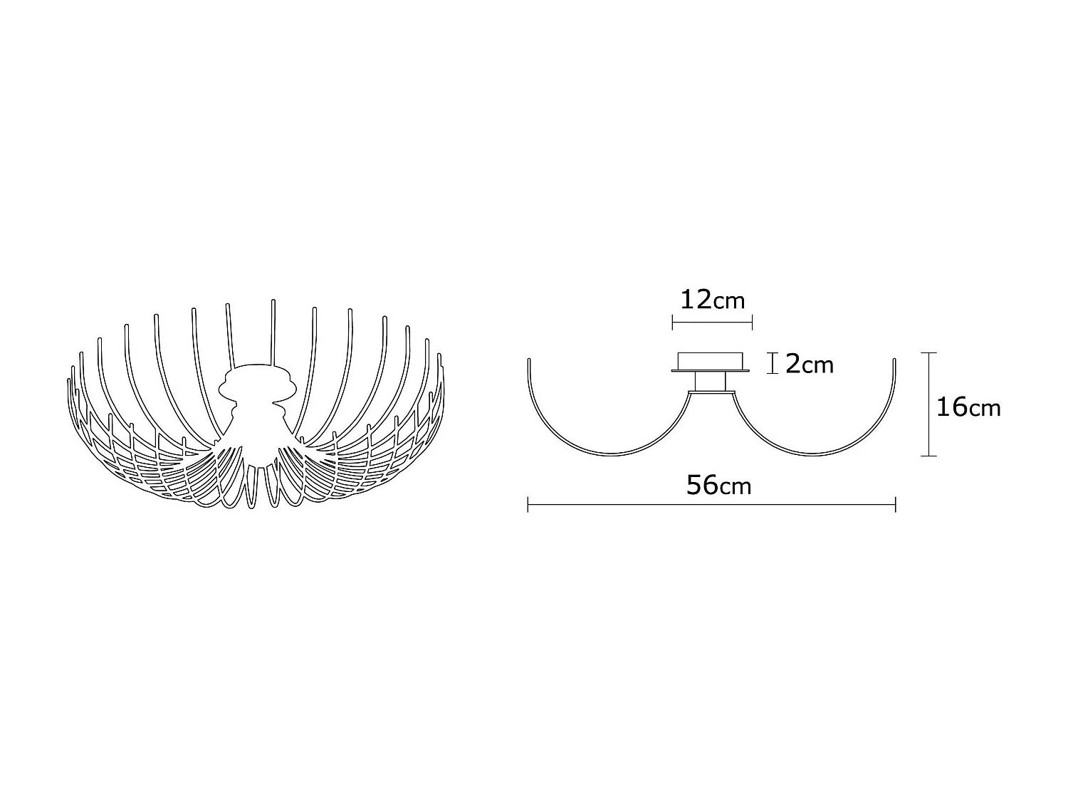 Plafonnier design métal noir filaire forme corolle ERZIN
