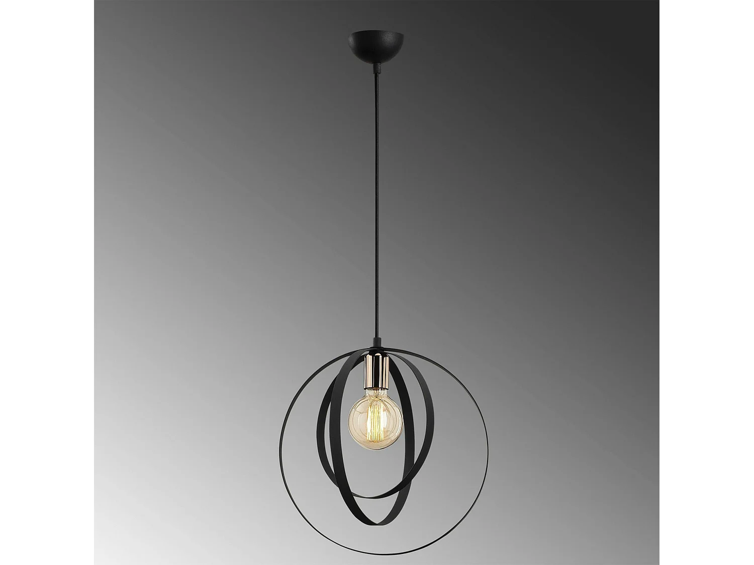 Suspension design noire filaire, anneaux entrelacés SILE