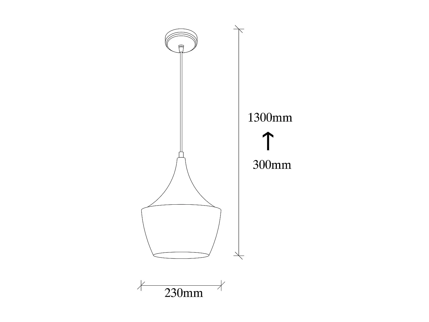 Suspension moderne noire mate câble rouge, forme cloche SILE
