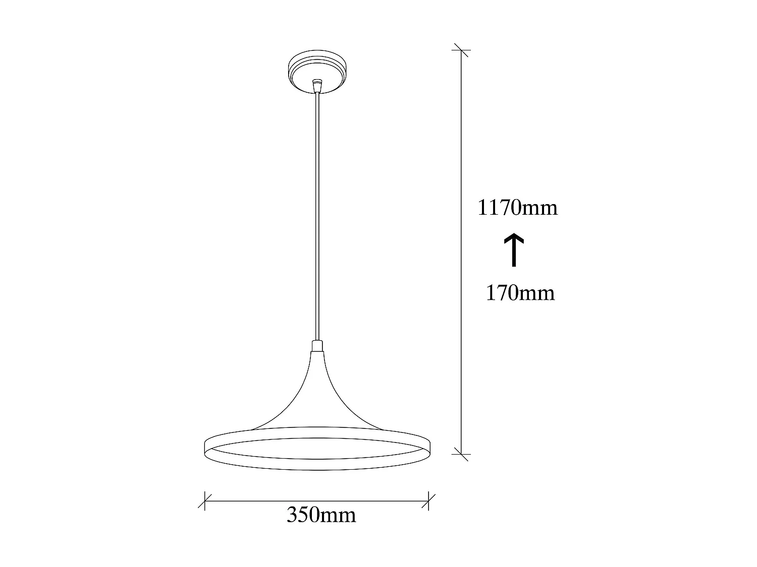 Suspension moderne noire mate câble rouge, forme évasée SILE