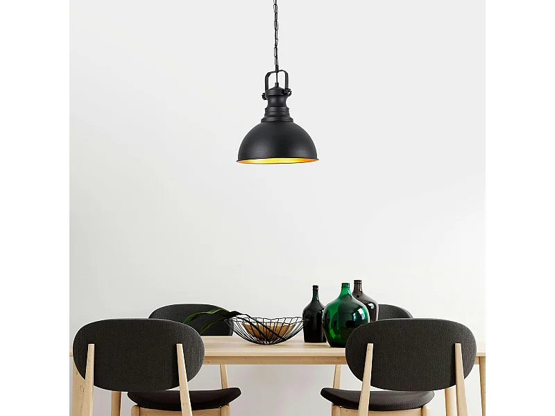 Suspension cuisine vintage noire & dorée avec poignée SILE