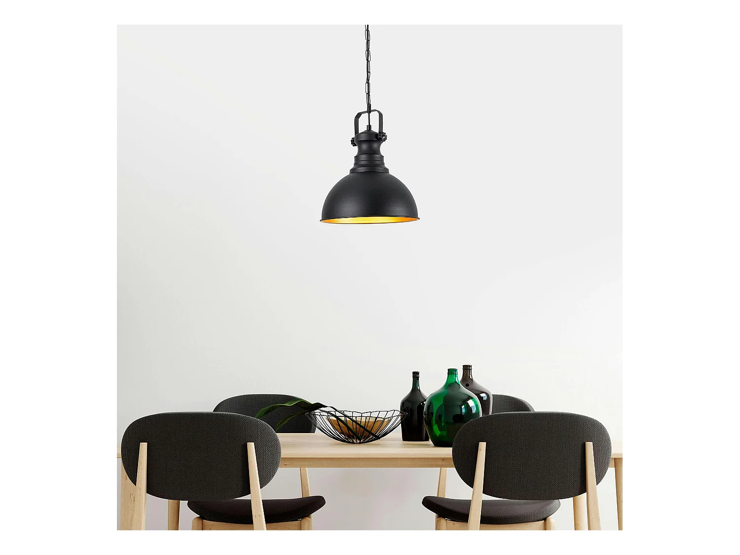 Suspension cuisine vintage noire & dorée avec poignée SILE