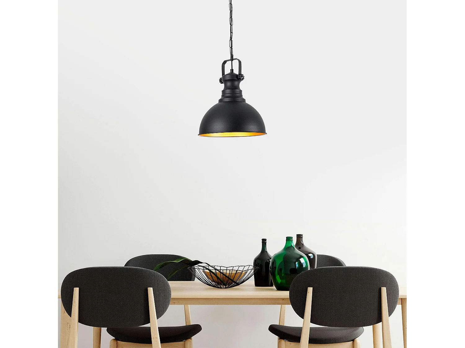 Suspension cuisine vintage noire & dorée avec poignée SILE