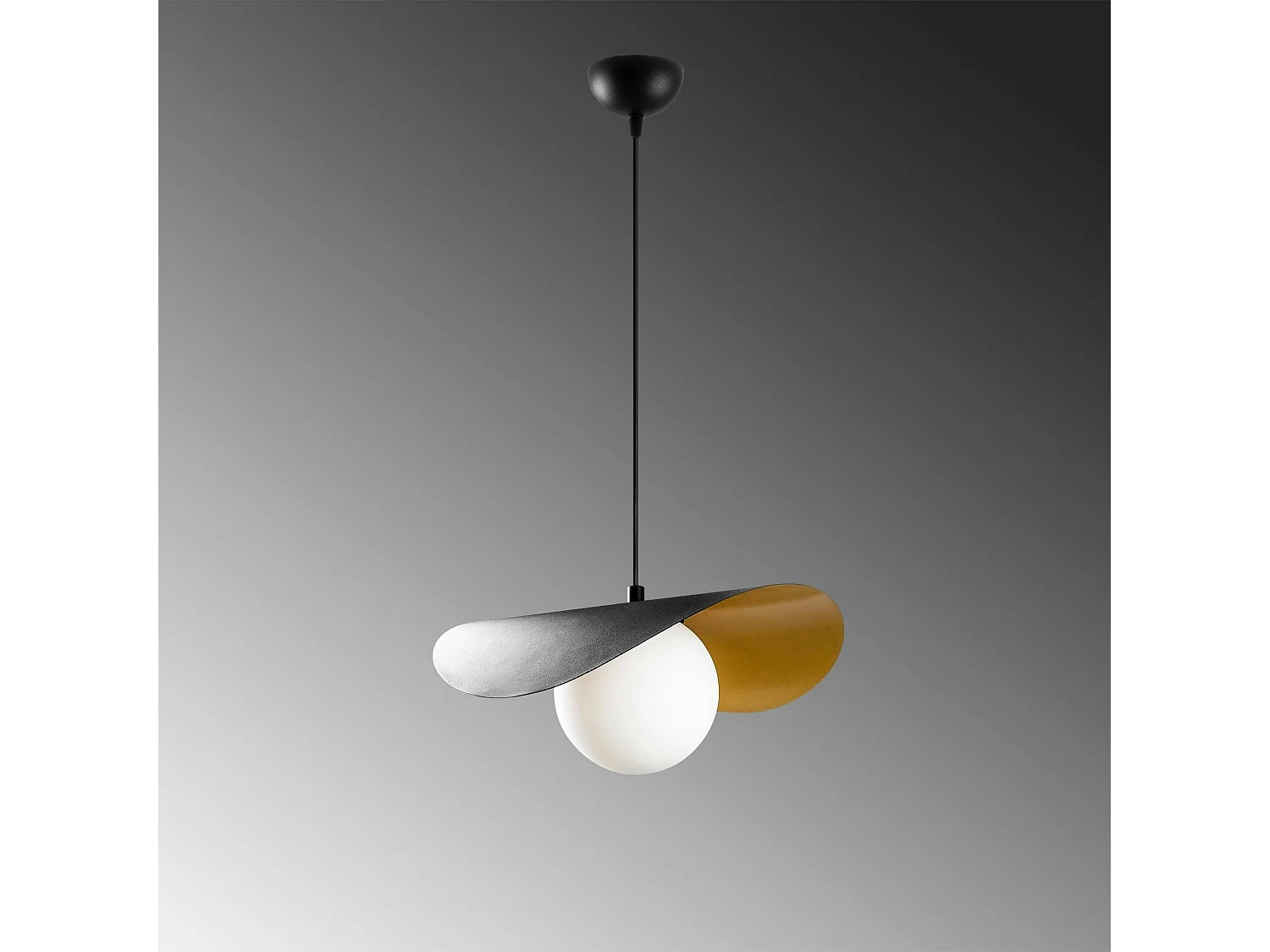 Suspension design noire & doré abat-jour galbé 1 globe SINOP