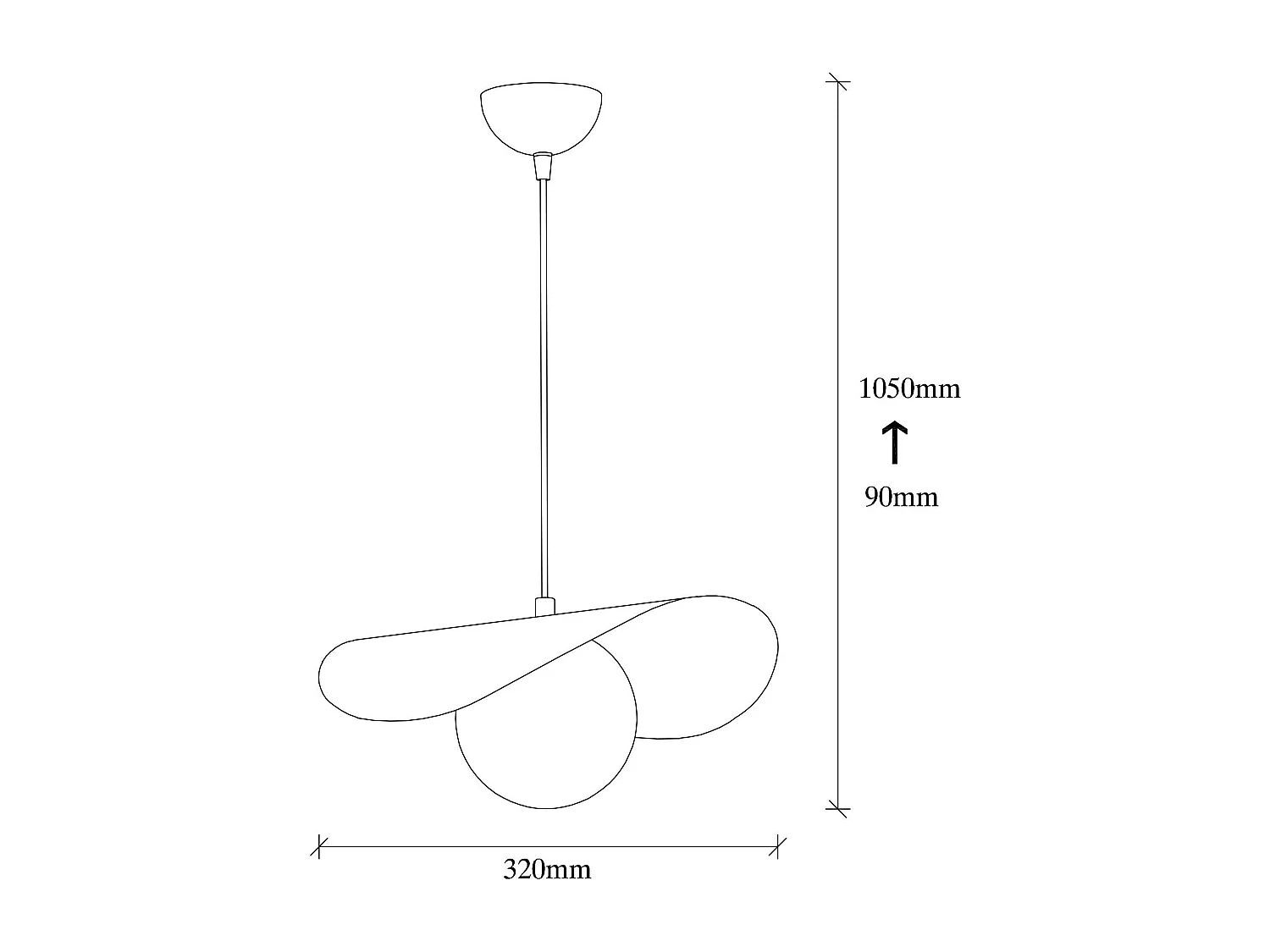 Suspension design noire & doré abat-jour galbé 1 globe SINOP