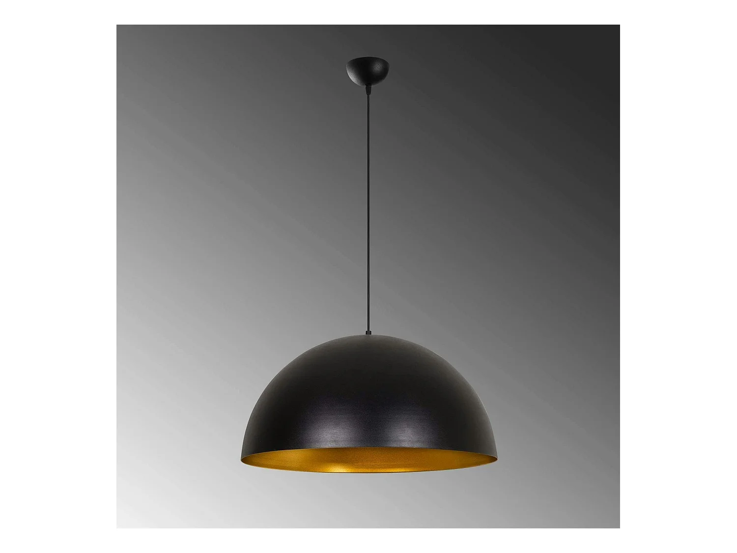 Suspension de table noire dôme intérieur doré Ø60 cm SILE
