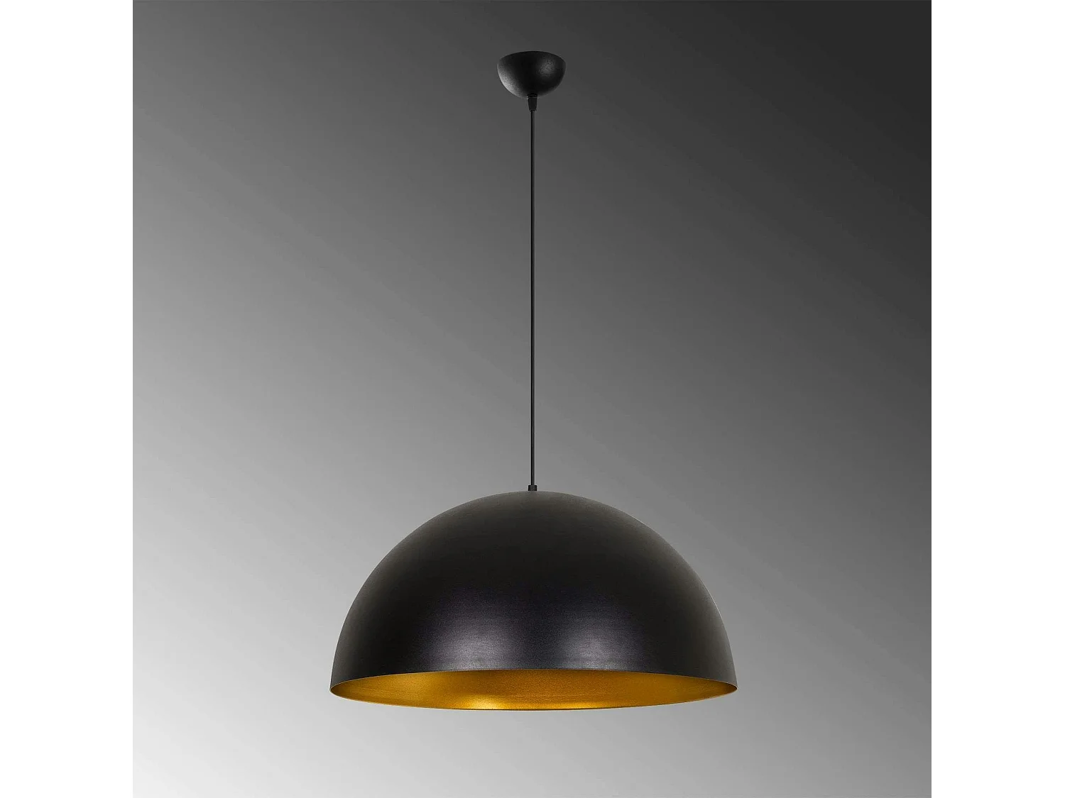 Suspension de table noire dôme intérieur doré Ø60 cm SILE