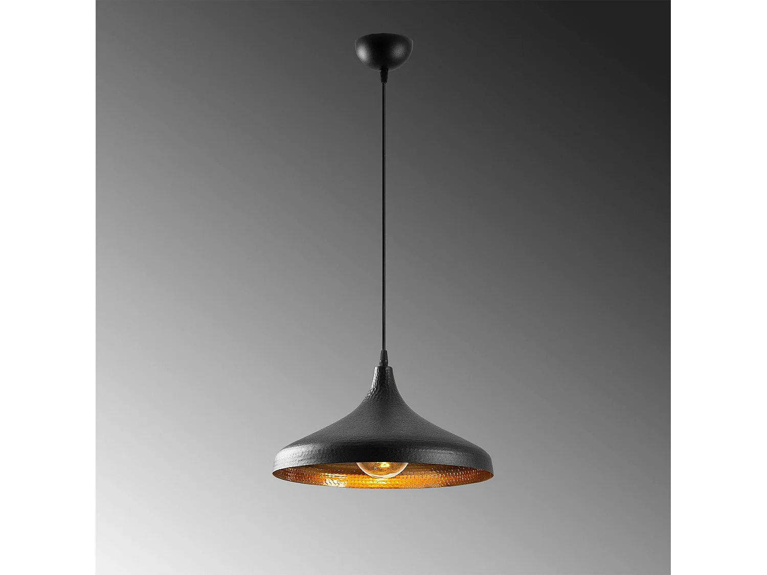 Suspension design noire & dorée évasée, fini alvéolé SILE