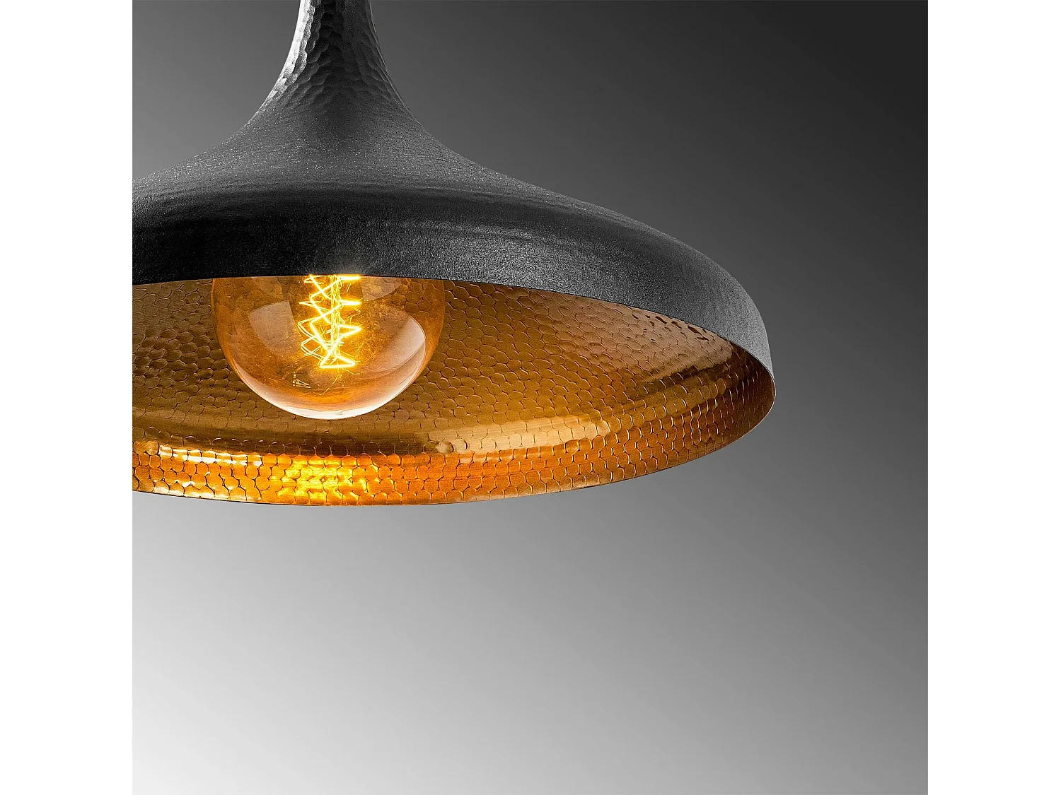 Suspension design noire & dorée évasée, fini alvéolé SILE