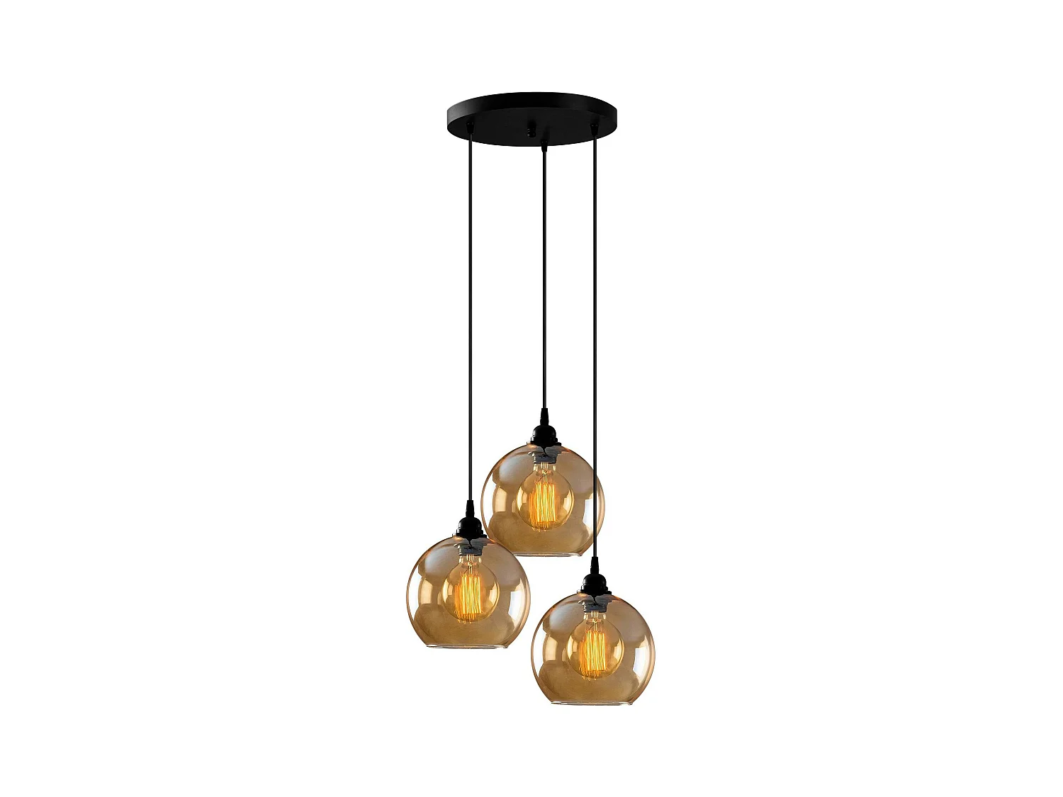 Suspension grappe moderne en verre doré, 3 globes SIVAS