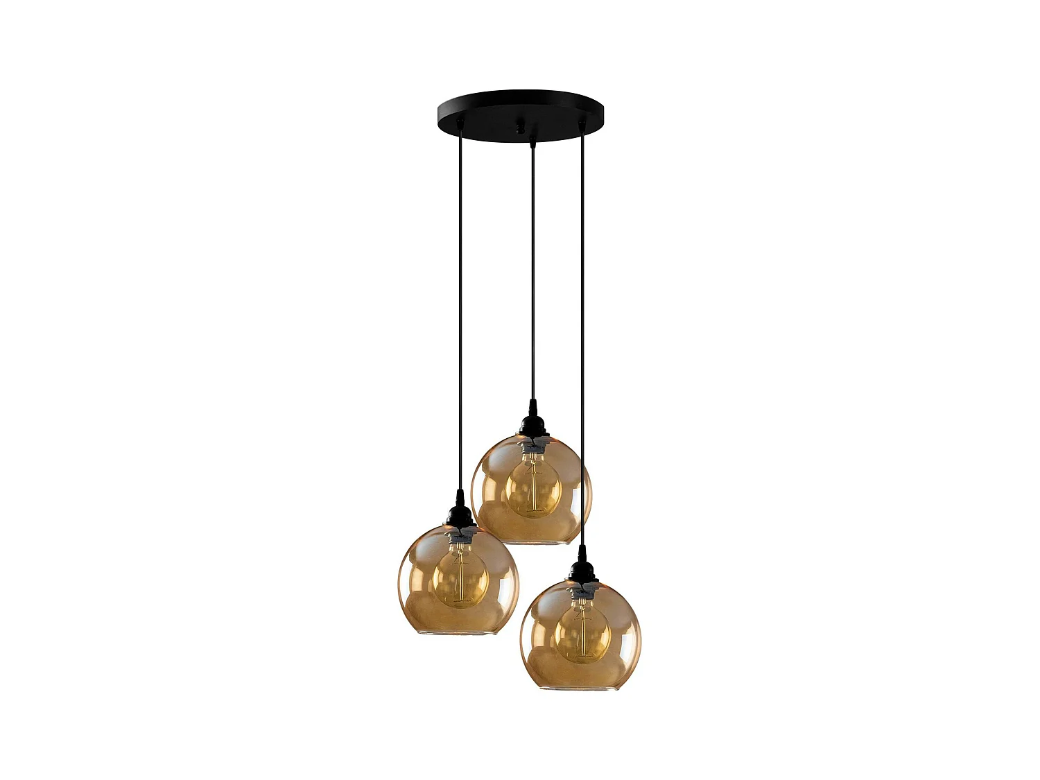 Suspension grappe moderne en verre doré, 3 globes SIVAS