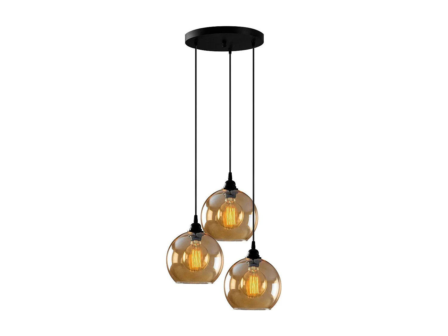 Suspension grappe moderne en verre doré, 3 globes SIVAS