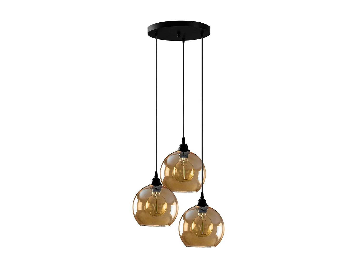 Suspension grappe moderne en verre doré, 3 globes SIVAS