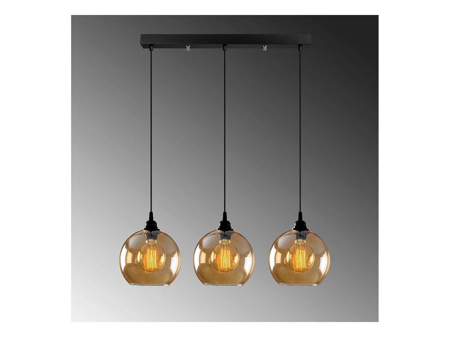 Suspension de table en verre doré, 3 globes 70 cm SIVAS