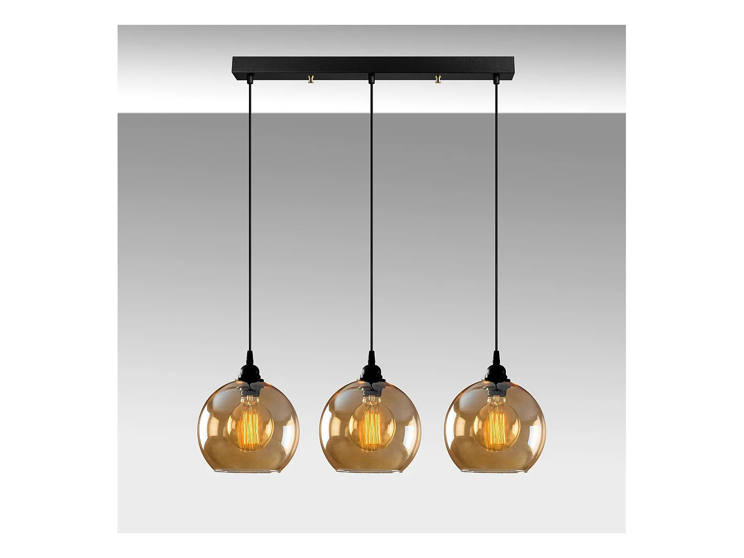 Suspension de table en verre doré, 3 globes 70 cm SIVAS