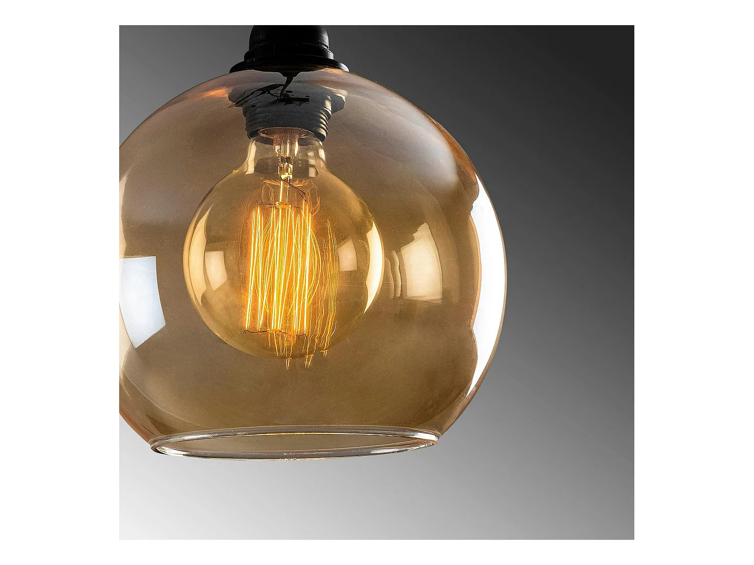 Suspension de table en verre doré, 3 globes 70 cm SIVAS