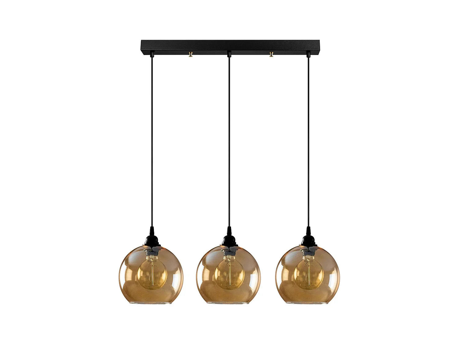 Suspension de table en verre doré, 3 globes 70 cm SIVAS