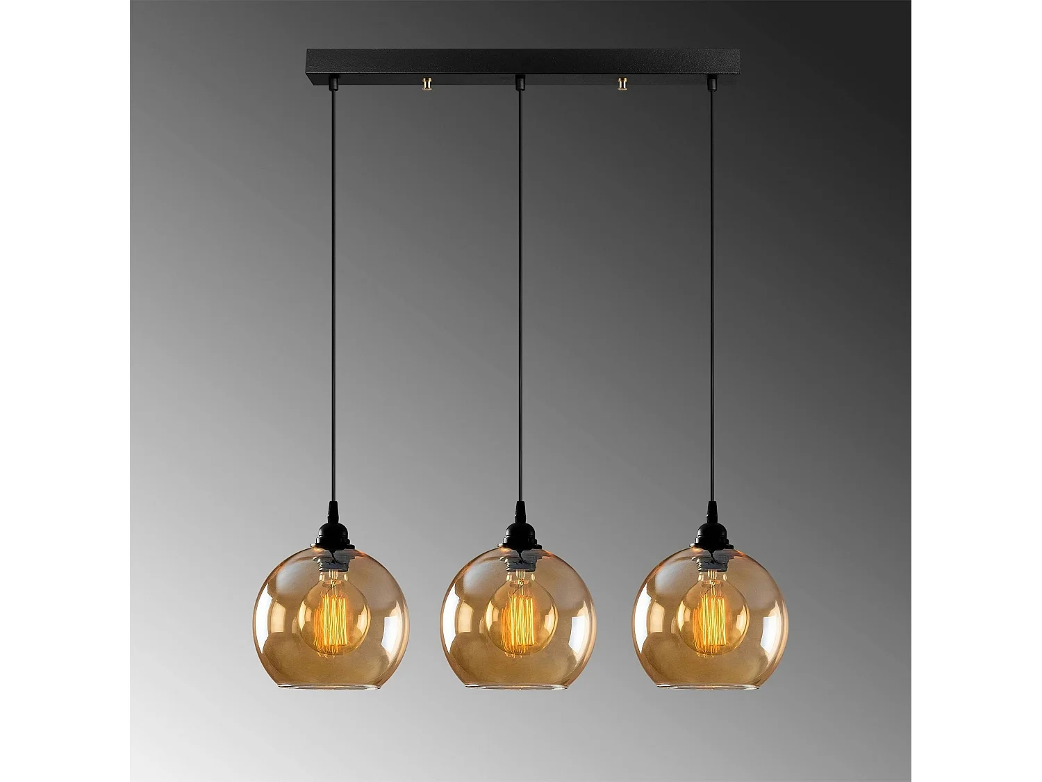 Suspension de table en verre doré, 3 globes 70 cm SIVAS