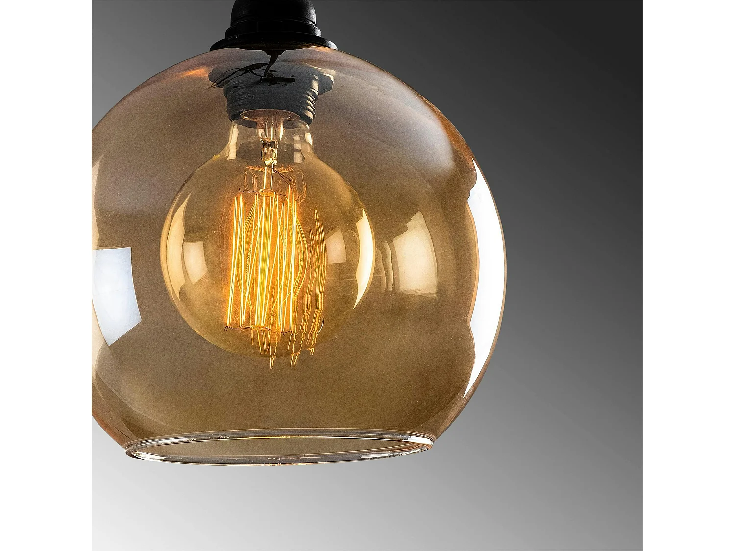 Suspension de table en verre doré, 3 globes 70 cm SIVAS