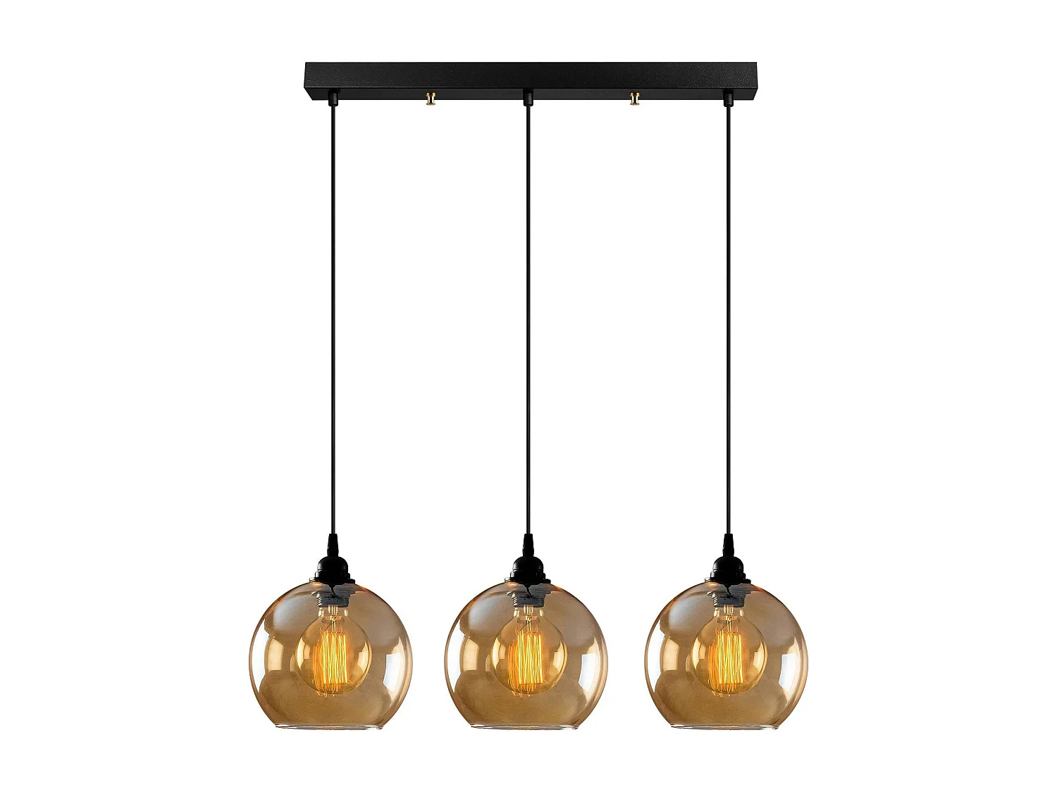 Suspension de table en verre doré, 3 globes 70 cm SIVAS