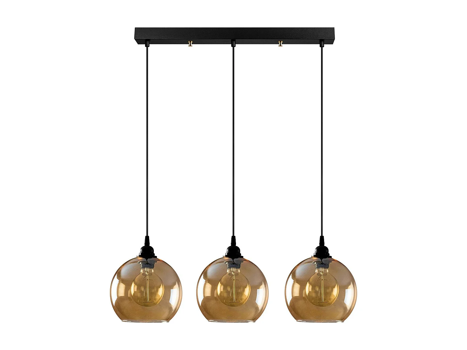 Suspension de table en verre doré, 3 globes 70 cm SIVAS