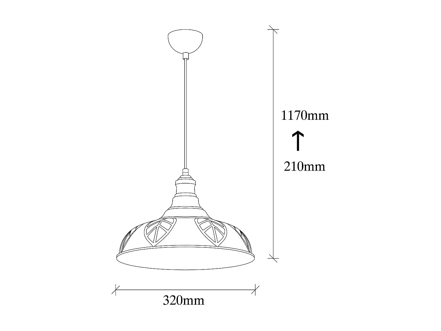Suspension rustique en métal cuivré décor feuille SILE