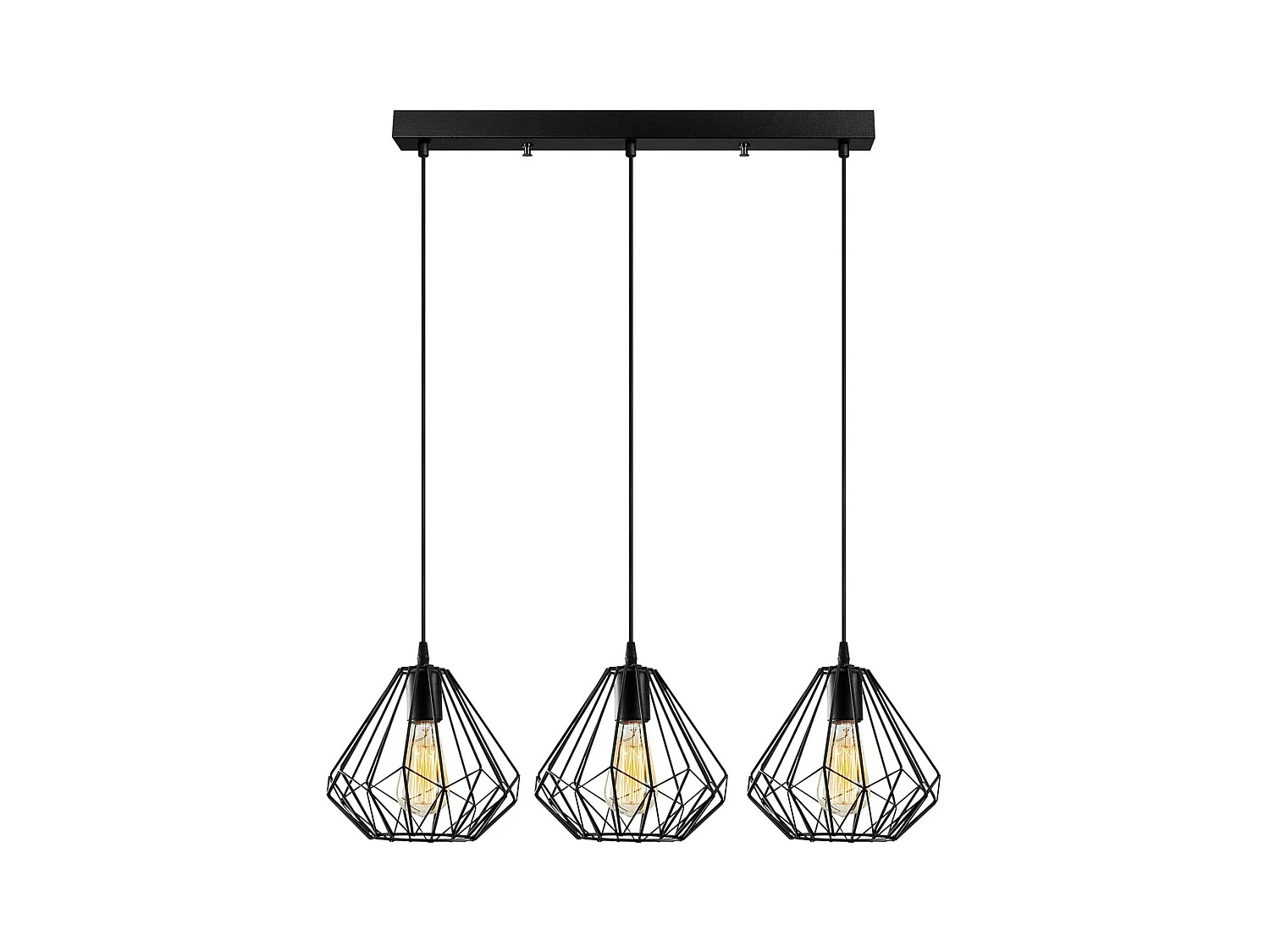 Suspension de table noire design diamant 3 abat-jour ERZIN