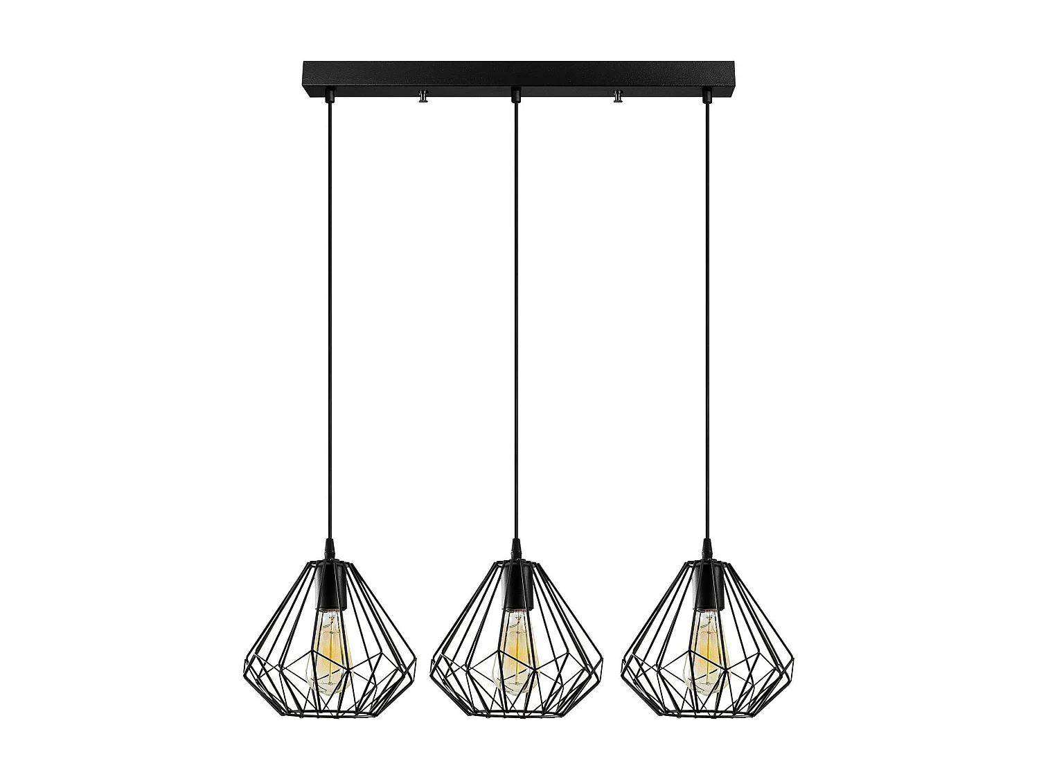 Suspension de table noire design diamant 3 abat-jour ERZIN