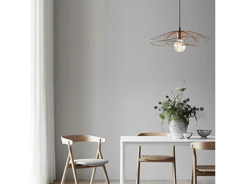 Suspension design métal cuivré filaire forme fleur SINOP