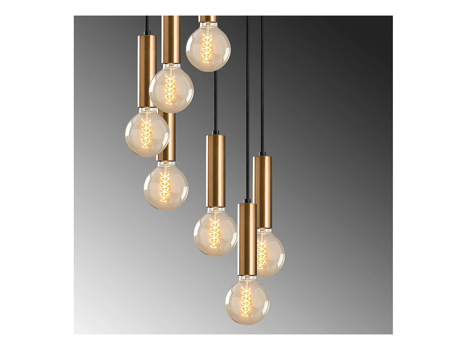 Suspension grappe vintage noir et or 7 lampes SILE