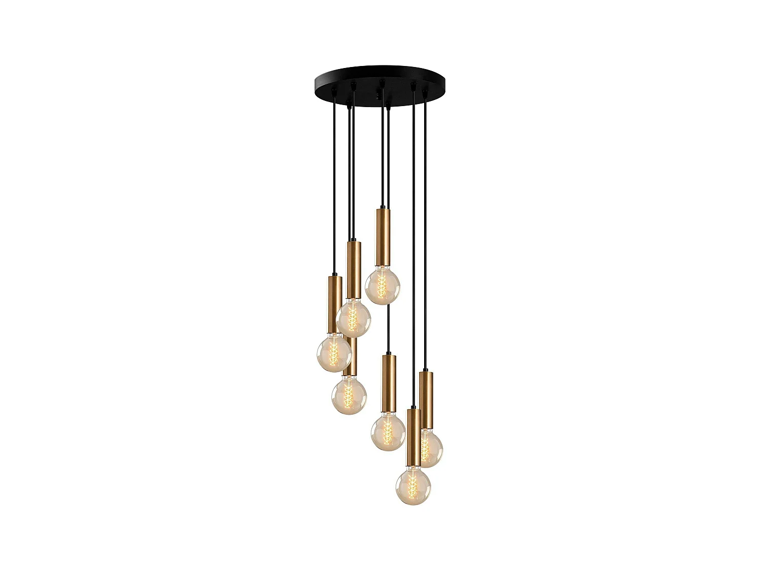 Suspension grappe vintage noir et or 7 lampes SILE