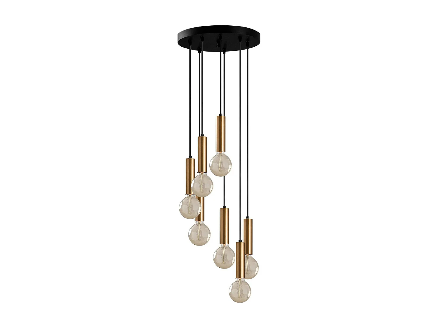 Suspension grappe vintage noir et or 7 lampes SILE