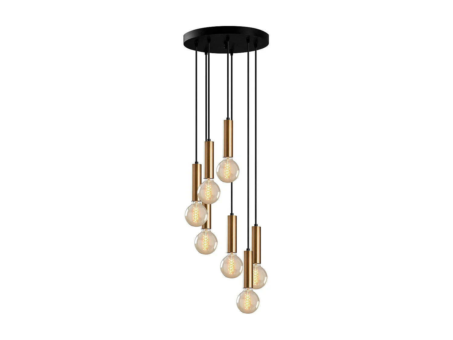 Suspension grappe vintage noir et or 7 lampes SILE