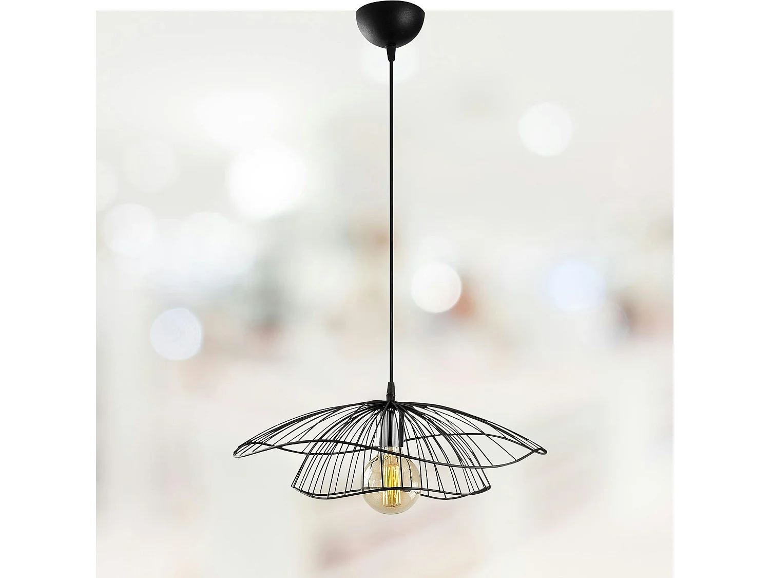 Suspension design métal noir filaire forme fleur SINOP